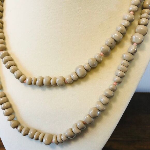 Coastal Beachy Boho Taupe Color Beaded Infinity Necklace - Picture 4 of 7